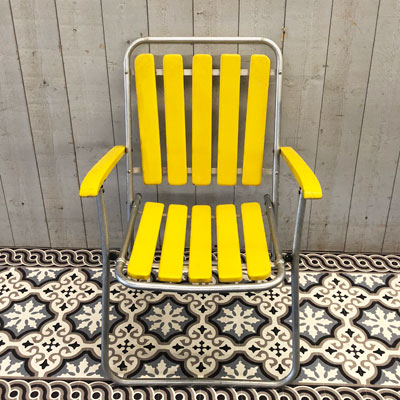 fauteuil_vintage_alu_bois_jaune