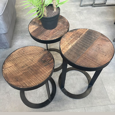 table_appoint_vieux_bois_metal